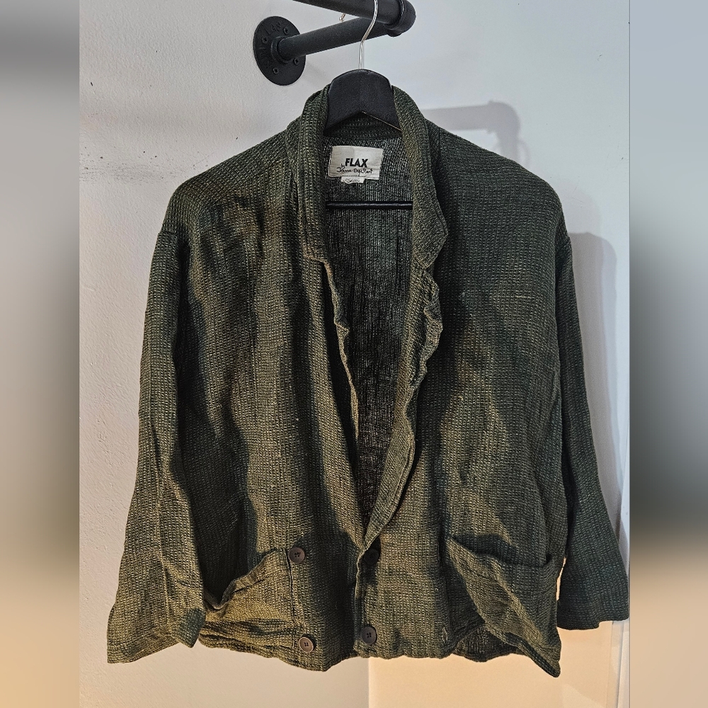 Flax Linen Button Front Jacket
